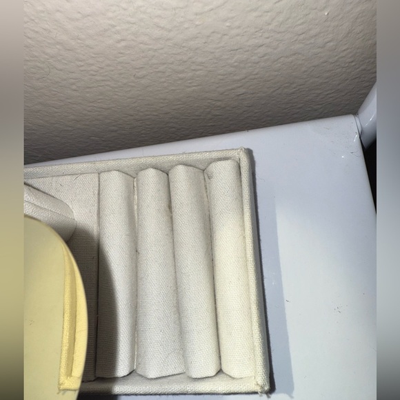 Cream Linen and Gold a2-tier jewelry display stand With Ring Holders - Picture 3 of 12